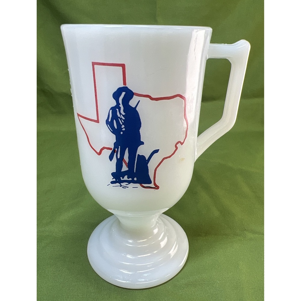 Federal Texas Guard Milk Glass Pedestal Mug Vintage White Collectible Cup